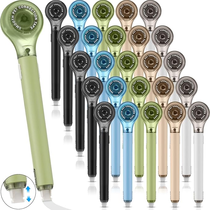 Gersoniel 25 Pack Correction Tape Pen Correctional Ink Tape Push Pull Protective, Easy to Use Applicator for School Office Supplies, 0.2 x 236 Inch (Natural Color)