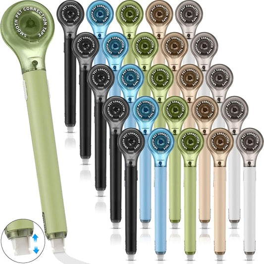 Gersoniel 25 Pack Correction Tape Pen Correctional Ink Tape Push Pull Protective, Easy to Use Applicator for School Office Supplies, 0.2 x 236 Inch (Natural Color)