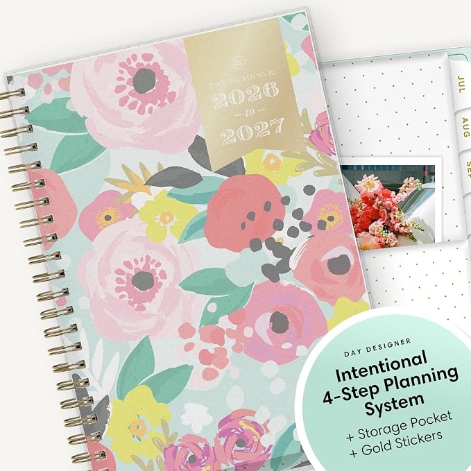 Blue Sky 2026-2027 Weekly & Monthly Academic Planner, 5"x8" | July 2026 - June 2027, Secret Garden Mint, Flexible Cover, Tabs, Storage Pocket, Stickers, Academic Year, Day Designer