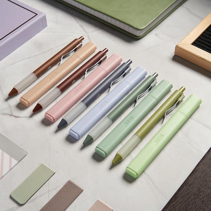 BLIEVE - Aesthetic Highlighters and Gel Pens With Soft Ink and Chisel Tip, Bible Highlighters and Pens No Bleed, Dry Fast Easy to Hold, for Bible Journaling Planner School Supplies (EARTHY)