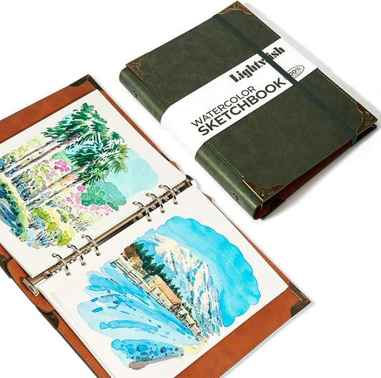 Lightwish Watercolor Sketchbook,100% Cotton Acid Free Watercolor Journal,300gsm/140lb Hot Press Watercolor Paper for Artists,Adults,Students,20 Sheets,5.8 * 8.2 Inches Paper