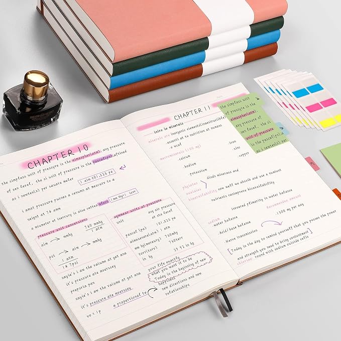 AHGXG College Ruled Notebook, 320 Pages, Large Journal A4 (8.5''×11') | Thick Lined Notebook for Note Taking, 100GSM Paper, Leather Softcover, for Women Men (Black)