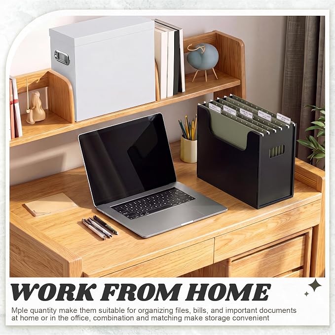 Qeeenar 2 Pcs Desktop Hanging File Organizer Box with 10 Pcs Army Green Hanging File Folders Letter Size Folder Storage Portable Storage Cabinets Document Holder for Office Supplies Home