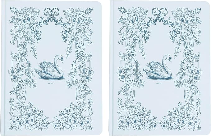 Pearhead Hardcover Journal Notebook 6x8 – Blue Swan College-Ruled Writing Journal with 200 Lined Pages for Notes, Work & Journaling (Pack of 2)