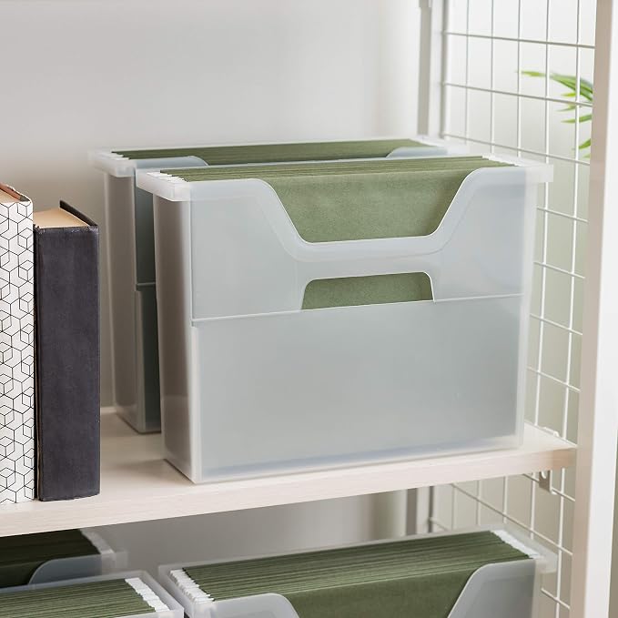 IRIS USA 6-Pack Small Desktop File Box with Open Lid, Clear | Organize paperwork, mail, magazines, and office supplies with portable storage for desks, classrooms, and home workspaces