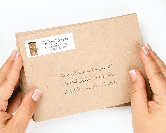 Personalized Return Address Labels - Simple & Stylish Illustrations Elegant Style - Over 40 Images to Choose from - Custom Self Adhesive Stickers for Envelopes (60-960 Labels)