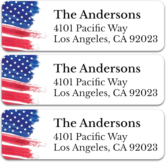 Personalized Patriotic Return Address Labels, Self-Adhesive Address Stickers on Sheets, 50-1000 Labels (Flagpole)