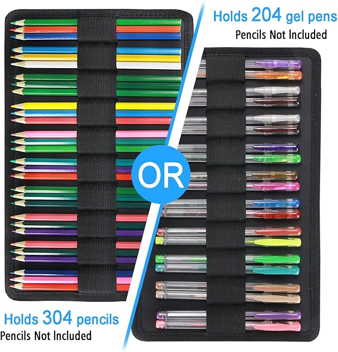 YOUSHARES Big Capacity Colored Pencil Case - 300 Slots large Pen Case Organizer with Multilayer Holder for Prismacolor Colored Pencils & Gel Pen (Wavy Blue)