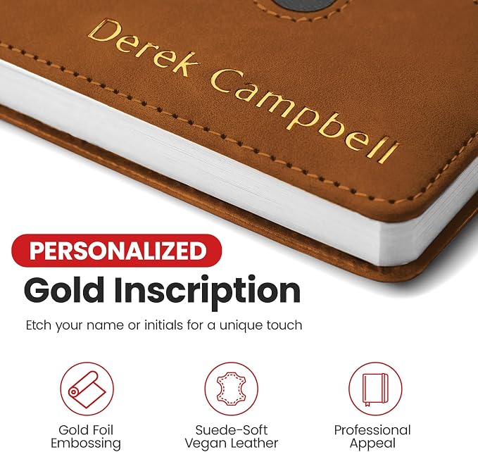 Promot Personalized Notebook - A5 Lined Leather PU Journal Notebook (Brown) | Premium Leather-Look Cover, Smooth Lined Writing Pages, Durable Everyday Design, Elegant Professional Appearance