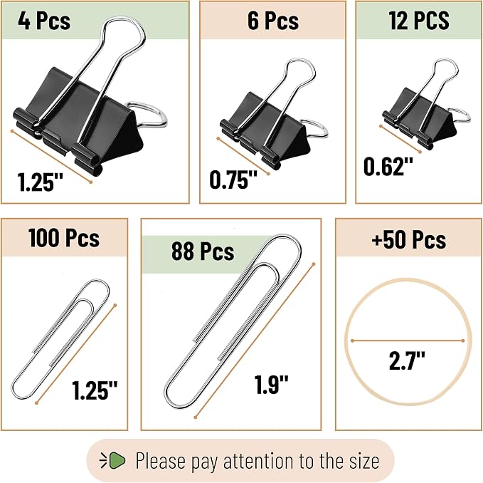 Mr. Pen- Assorted Binder Clips, Paper Clips, Rubber Bands