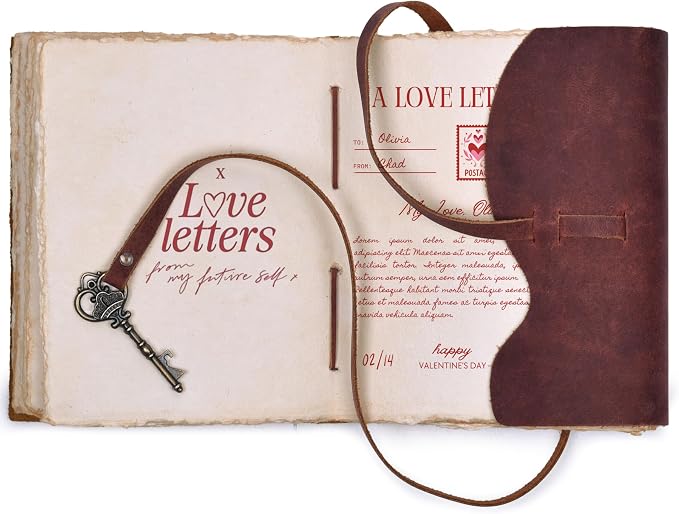 LEATHER VILLAGE Vintage Leather Journal – 200 Handmade Vintage Deckle Edge Paper – Leather bound Journal For Women Men – Vintage Key Closure - Book of Shadows - Red Brown - 8X6 inches (A5)