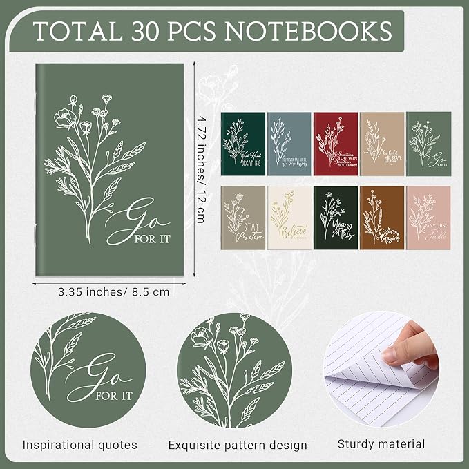 Affrolling 60 Pcs Inspirational Notebooks with Pen Bulk Motivational Mini Notepads Back to School Gift for Students Teacher Appreciation Gift Employee Coworker Secretary Assistant (Retro Colors)