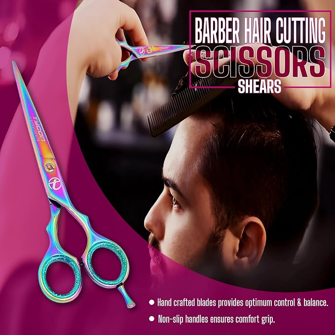 Tycon Hair Cutting Scissors Professional 6.5" – Japanese Stainless Steel, 2.7" Razor Edge Blade Barber Scissors – Ergonomic design - Precision Hair Scissors for Smooth Cutting - Salon & Personal Use