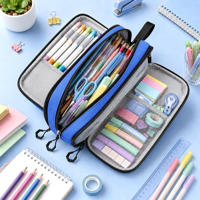 Pencil Case for Boys, Large Capacity Pencil Pouch with Zipper Compartments, Gamer Pen Bag Organizer for School Kids Teens