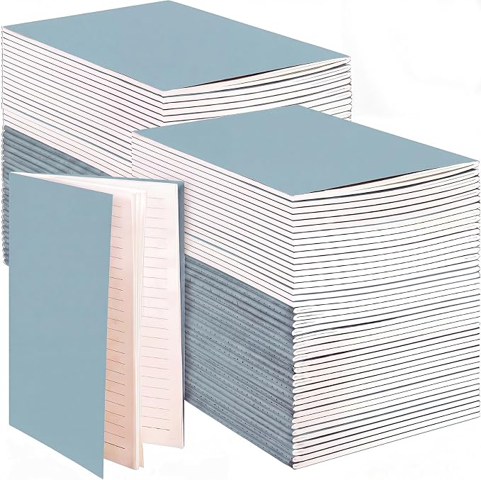 Mimorou 100 Pcs Journals Notebooks Bulk - Kraft Softcover A5 Small Notebooks 5.5 Inch x 8.3 Inch Notepads with 60 Page 30 Sheet for Writing Sketch Travel Office Supplies(Lake Blue,Lined)