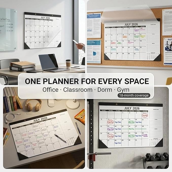 Professional Desk Calendar 2026-2027 - Large 17" x 12" Monthly Office Blotter (July 2026 - Dec 2027), 120 GSM Thick Paper, 300g Sturdy Backing & Waterproof Cover for Business Planning