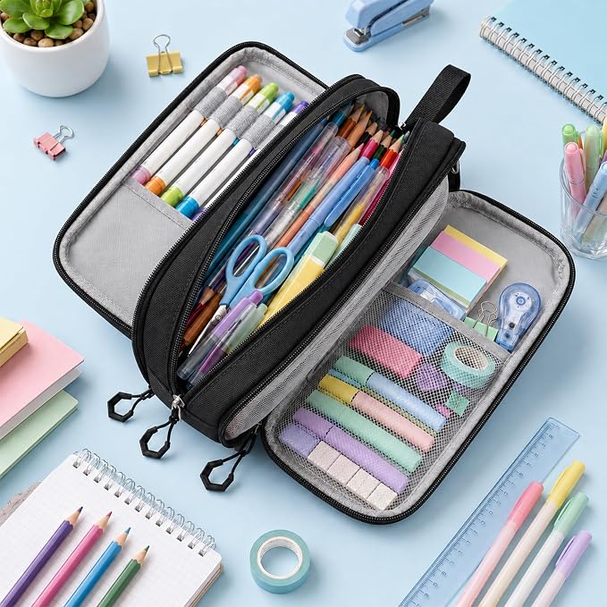Pencil Case for Boys, Large Capacity Pencil Pouch with Zipper Compartments, Gamer Pen Bag Organizer for School Kids Teens