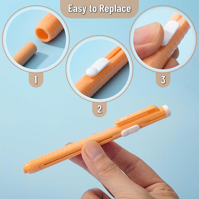 Mr. Pen- Retractable Mechanical Eraser Pens, 6 Pack, Vibrant Colors | Latex-Free Precision Pencil Erasers for Artists, Students, Drawing, Sketching & Drafting | Latex-Free Precision Pencil Erasers for Artists, Students, Drawing, Sketching & Drafting