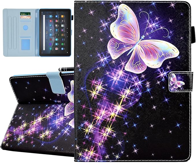 DTangLsm for Amazon Kindle Fire HD 10 Case & Fire HD 10 Plus Case,Butterfly | (13th/11th Generation 2023/2021 Release) 10.1" Slim Folding Stand Folio Cover for Fire HD 10 11th/13th Case, Auto Wake/Sleep