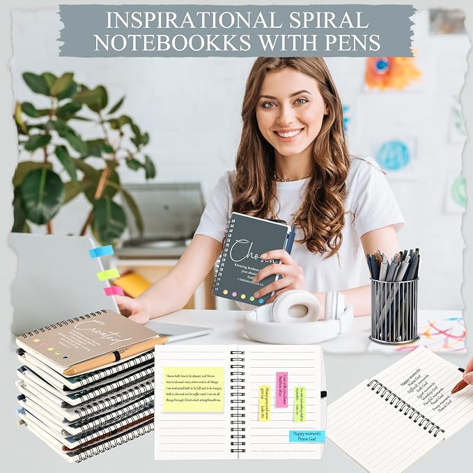 Kosiz 72 Sets/144 Pcs Christian Gifts Bulk Prayer Journal Scripture Notebook, Bible Pen (Classic,Boho Color)