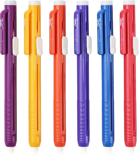 Mr. Pen- Retractable Mechanical Eraser Pens, 6 Pack, Sunset Colors | Latex-Free Precision Pencil Erasers for Artists, Students, Drawing, Sketching & Drafting