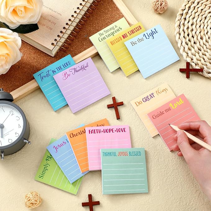 Yinder 24 Pcs Sticky Notes Gifts Bulk,Bible,Light Color