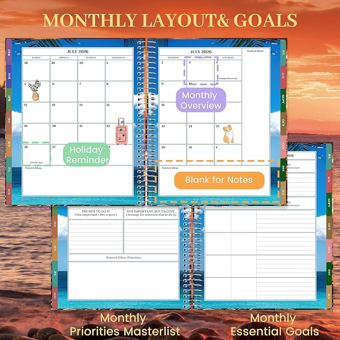 CAGIE Planner 2026-2027 18 Month July 2026-Dec 2027 Daily Calendar Weekly Monthly Hourly Planners Hardcover Large Yearly Agenda with Stickers Tabs for Women Work Mom, 8.5 x 11