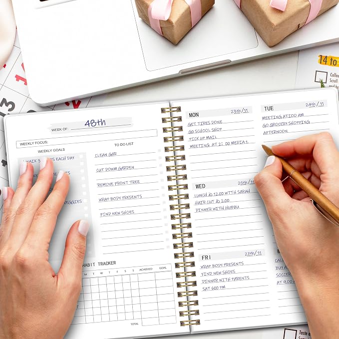 Undated Weekly Planner with To-Do List & Habit Tracker, 5.7" x 8" | 52 Weeks, 2-Page Weekly Spreads, Spacious Writing Space, No-Bleed Paper, Smooth Writing, Waterproof PVC Cover, Spiral Bound