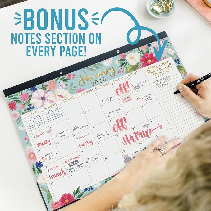 Hadley Designs Large Teacher Desk Calendar 2026-2027 - Desktop Calendar 2026, 18-Month Academic Desk Calendars for School, Home & Office, Cute Classroom Must Haves, Back to School Teacher Gifts