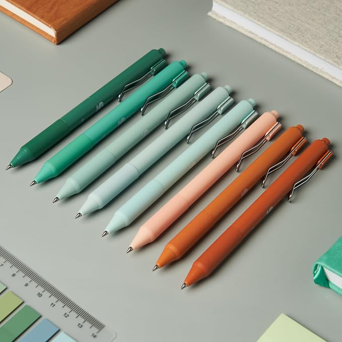 BLIEVE - Gel Pens With Cool Matte Finish, Aesthetic and Cute Pens With Smooth Writing For Journaling And Bible Note Taking No Bleed Through, Cute School Supplies 8 Pack (Black Ink)