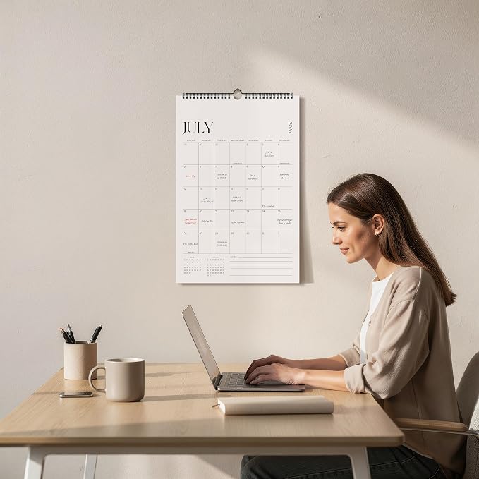 Jokotha Wall Calendar 2026-2027, 18 Monthly Wall Calendar from July 2026 to December 2027, 11" x 17", Twin-Wire Binding, Hanging Calendar for Home & Office, Simplified