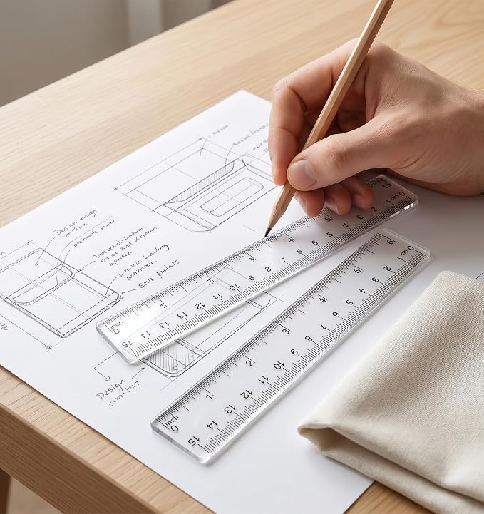 6 Pack 6 Inch Ruler Plastic, 15cm Clear Ruler, Portable Shatterproof Plastic Drafting Measuring Ruler for Classroom Home Daily Use | Ruler 6 Inch Plastic