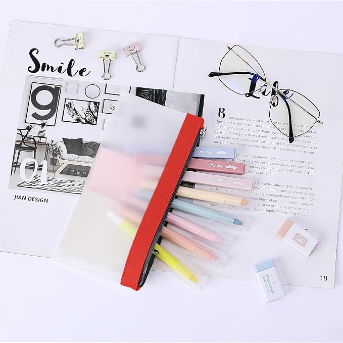 Mr. Pen- Clear Pencil Pouch, 8.50"x4.25", 6 Pack, Durable TPU Material | Medium Water-Resistant Pencil Bags with Smooth Zipper, Multipurpose Clear Pouch for Stationery, School, Office