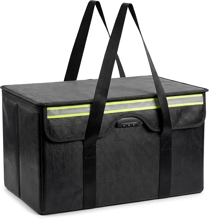 Large Fireproof File Box 24x12x12 inches, Used for Storing Valuable Items Such as Photo Albums and Cash. Large Fireproof File Box with Password Lock and Reflective Strip, Large Storage Capacity