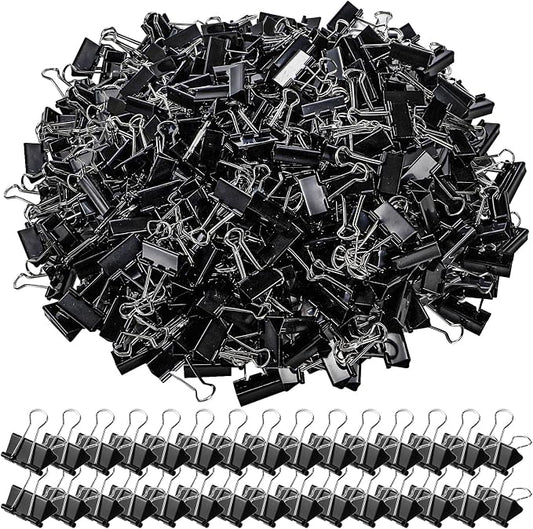 300 Pack Medium Binder Clip, 1-1/4 Inch Metal | Black Fold Back Clips, Standard Paperwork Clamp Bulk for School Teacher Student, Business Office Home