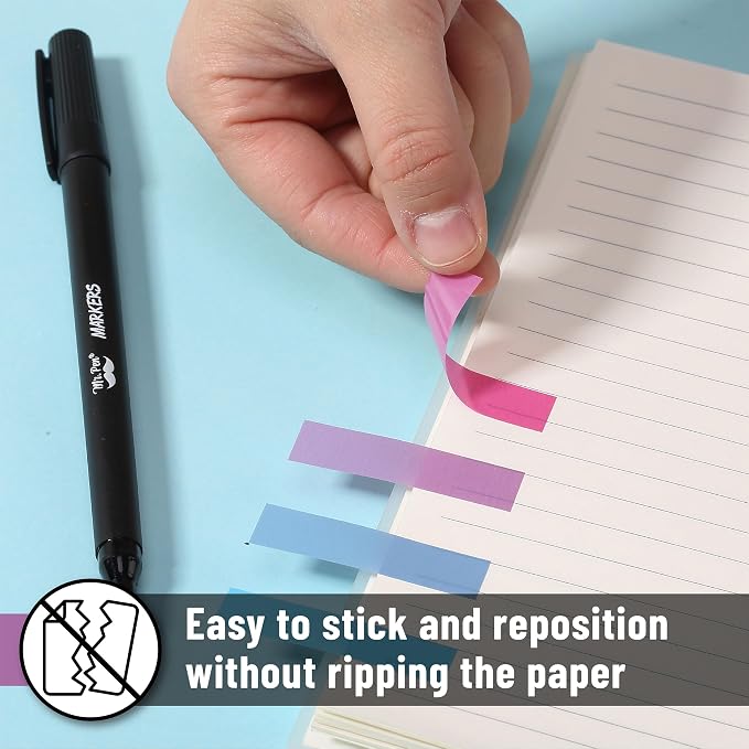 Mr. Pen- Colorful Sticky Tabs, 1600 pcs, Translucent Page Markers | Water-Resistant Book Tabs for Annotating, Bible Study, Planning, Indexing & Document Organization