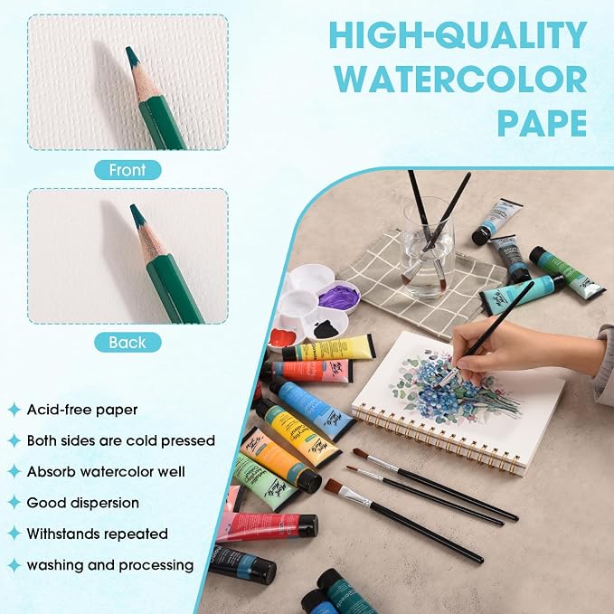 Watercolor Paper Pad 5.5" x 8.5", 30 Sheets 140lb/300g Cold Press Small Watercolor Sketchbook, Spiral Bound Watercolor Journal workbook for Adults Exercises or Mixed Media Drawing and Markers