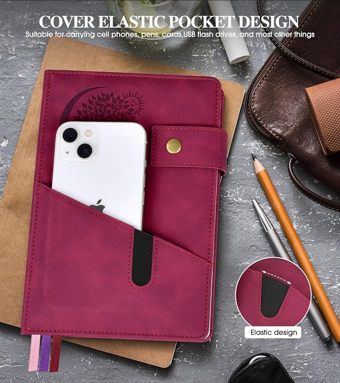 PAIBAS Lined Journal Notebook for Men, A5 Leather Journals for Writing Women, Hardcover Notebooks for Work,School,Note Taking,Travel,Business,Personal daily Diary,200 Page College Ruled (5.9" x 8.4")