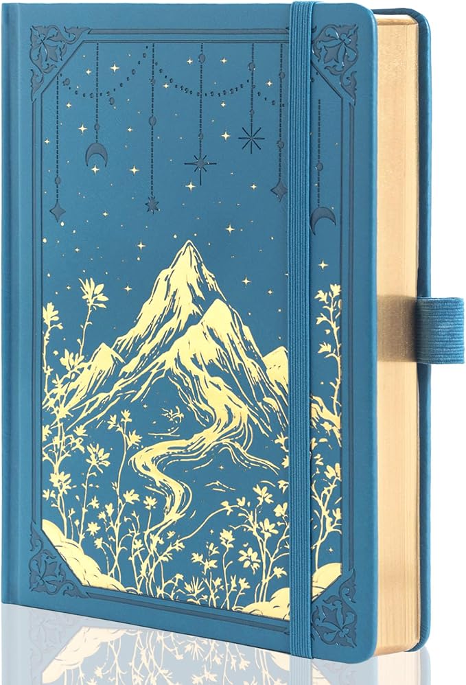 MGGAO Dotted Journal for Women Men, A5 Hardcover Dot Notebook | Aesthetic Notebook with 190 Numbered Pages, 160 GSM Thick Paper, Golden Edges, for Writing, Note Taking, Journaling