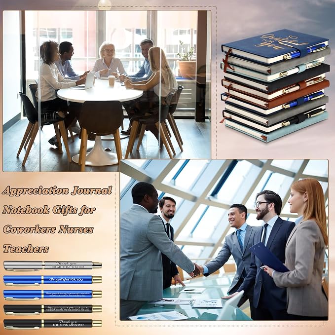 Kosiz 10 Set Employee Appreciation Gifts Bulk Inspirational A5 Leather Journal Notebook Motivational Pen Thank You Gifts for Nurses Coworker Team Social Workers Teachers Volunteers Back to School