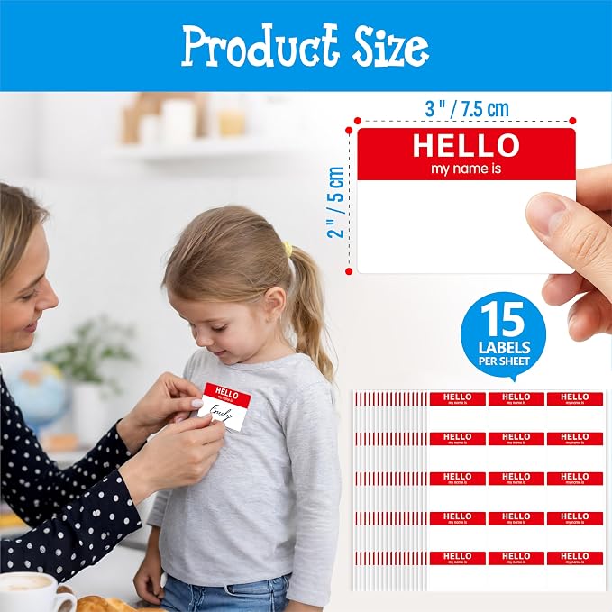 405 PCS Name Tag Stickers, Self-Adhesive Name Labels Writable Hello My Name is Stickers for Kids, Students, School Supplies, Office, Home (3" x 2")