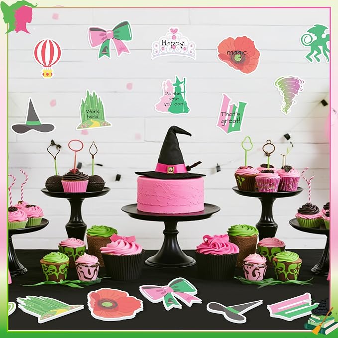 AgincBerry Princess Witch Sticky Notes - 30PCS Pink and Green Witch Musical Self-Stick Note Back to School Stationery Gift, Magic Princess Writing Sticky Notepad for Office Party Goodie Bag Fillers