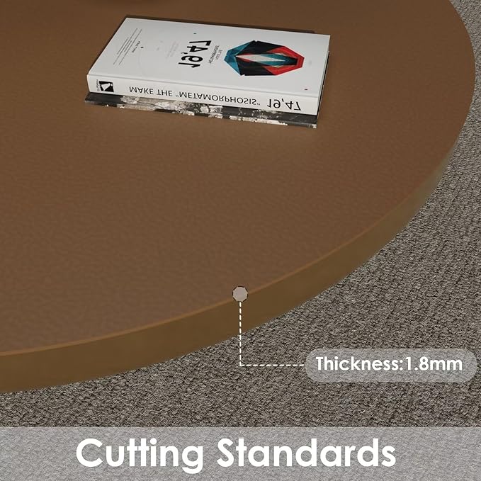 Round Table Cover - Can Be Used On Both Sides Waterproof and Easy to Clean Good Flatness Used for Dining Table(Mud Color+Champagne Gold Dia.42Inch)