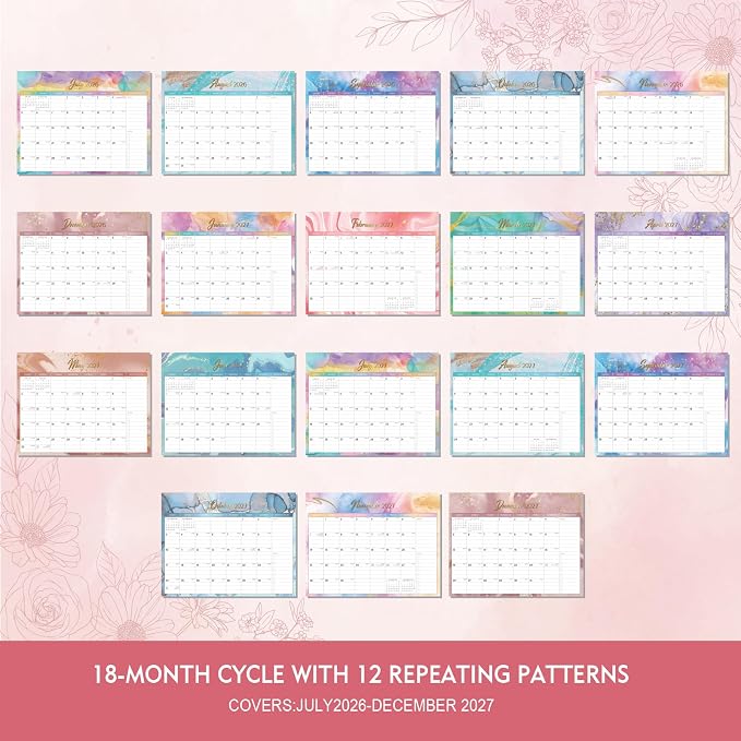 Comix 2026-2027 Wall Calendar,18 Month Planner for Home Office Classroom | 120GSM Thick Paper, Large Lined Blocks, Ink Bleed Resistant, Reinforced Hanger, for Home Office Classroom Family Planning