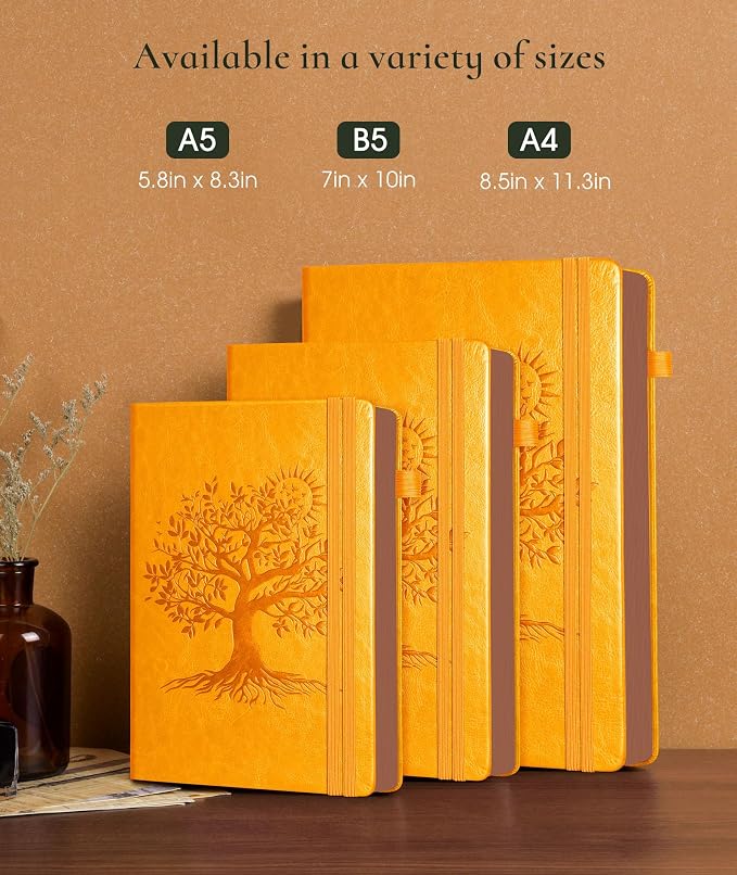 Vintage Leather Journal - 300 Page Lined Journal Notebook with Numbered Pages, A5 Notebook for Women Men,Travel Diary,Daily Journals for Writing, Note Taking, School & Work (5.8" x 8.3")
