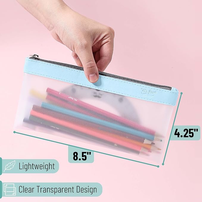 Mr. Pen- Clear Pencil Pouch, 8.50"x4.25", 3 Pack, Durable TPU Material | Medium Water-Resistant Pencil Bags with Smooth Zipper, Multipurpose Clear Pouch for Stationery, School, Office