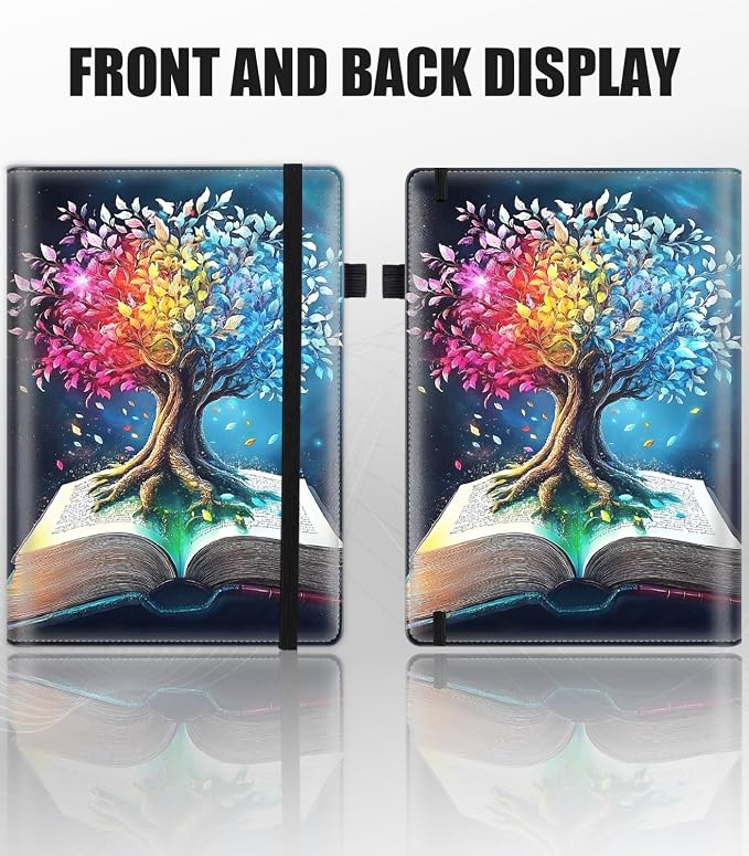 Hardcover Executive Notebooks, A5 PU Leather Lined Journal Notebook, 200 Pages Thick Paper Subject Notebooks for School,Work,Home Writing Business Notebook, Diary Book ，Glowing Tree Book