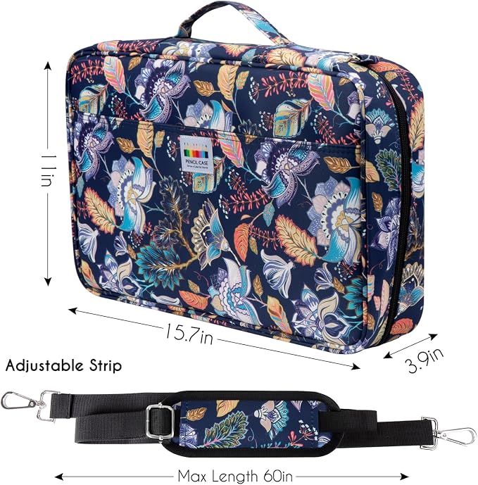 YOUSHARES Big Capacity Colored Pencil Case - 480 Slots large Pen Case Organizer with Multilayer Holder for Prismacolor Colored Pencils & Gel Pen (Retro Flower)