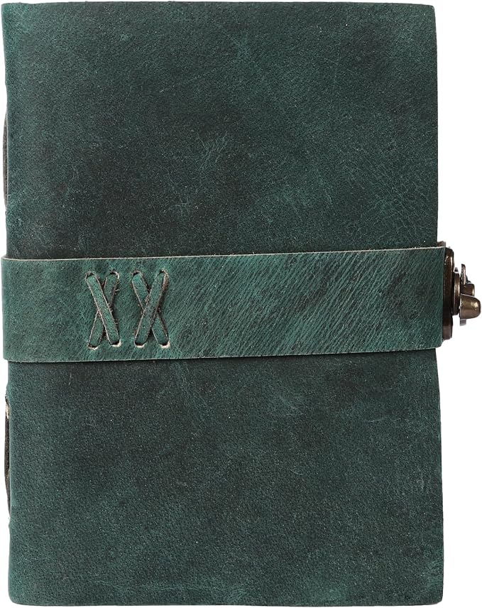 Vintage Leather Journal Handmade Buffalo Deckle Edge Paper – Leather Bound Journal for Women Men Vintage C-Lock Closure Ideal for Writing & Travel for Artists