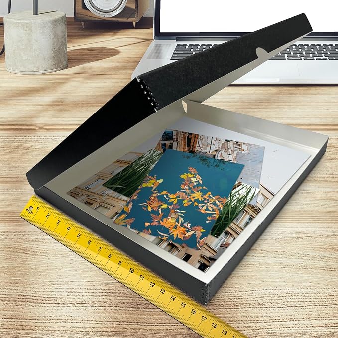 Golden State Art, Clamshell Archival Storage Box 16x20, Black, Pack of 2 | Acid-Free Photo Box with Metal Edge Corner, Preserve And Store Paper Documents Cards Prints Arts and Crafts DIY Projects